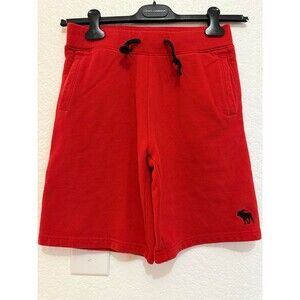 Abercrombie Kids Shorts Red Logo Fleece Drawstring Casual Boys Size 13/14